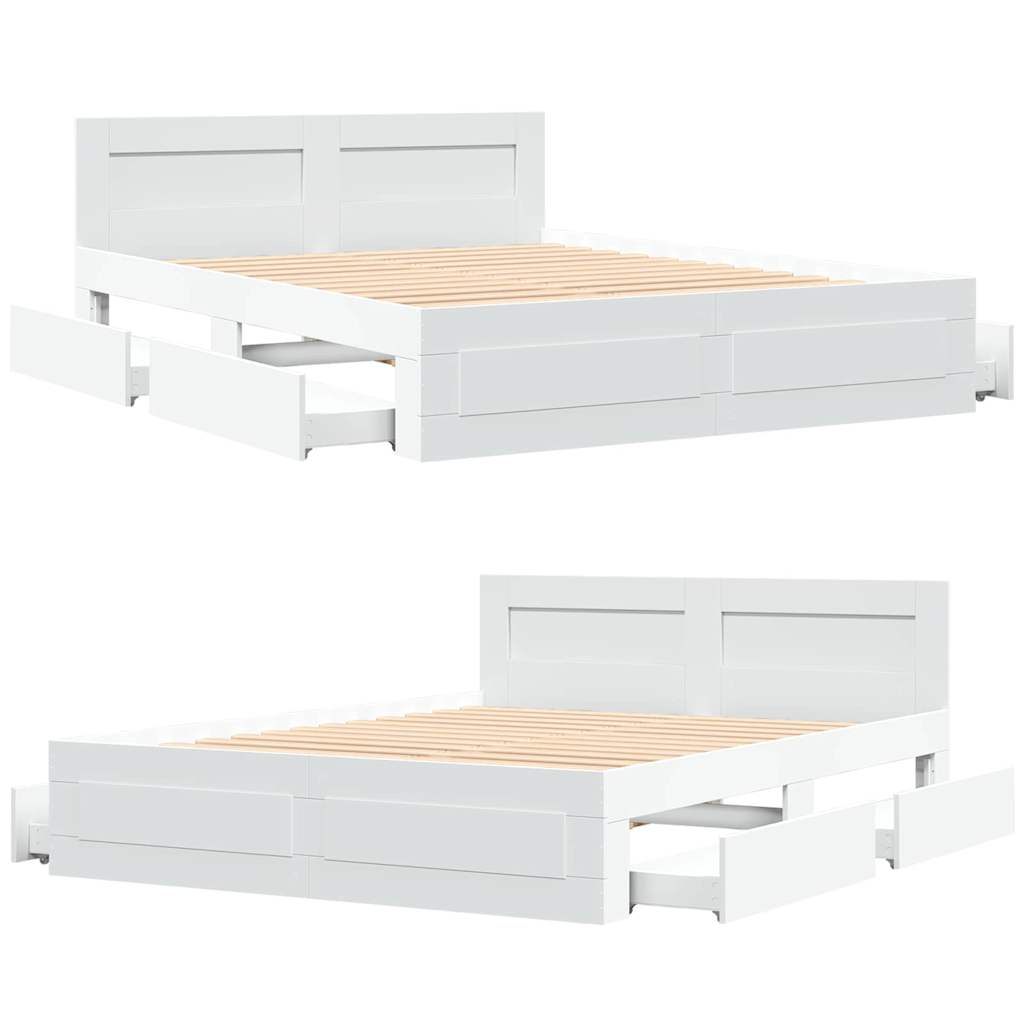 Struttura del letto Bianco 150 x 200 cm Legno multistrato | homemem39