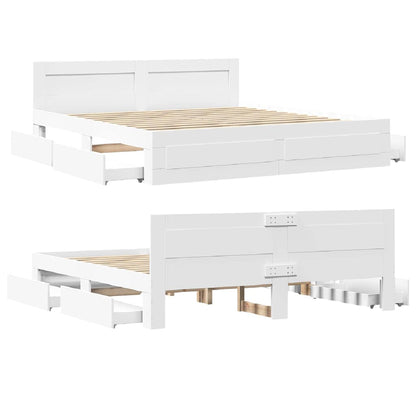 Struttura del letto Bianco 193 x 203 cm Legno multistrato | homemem39