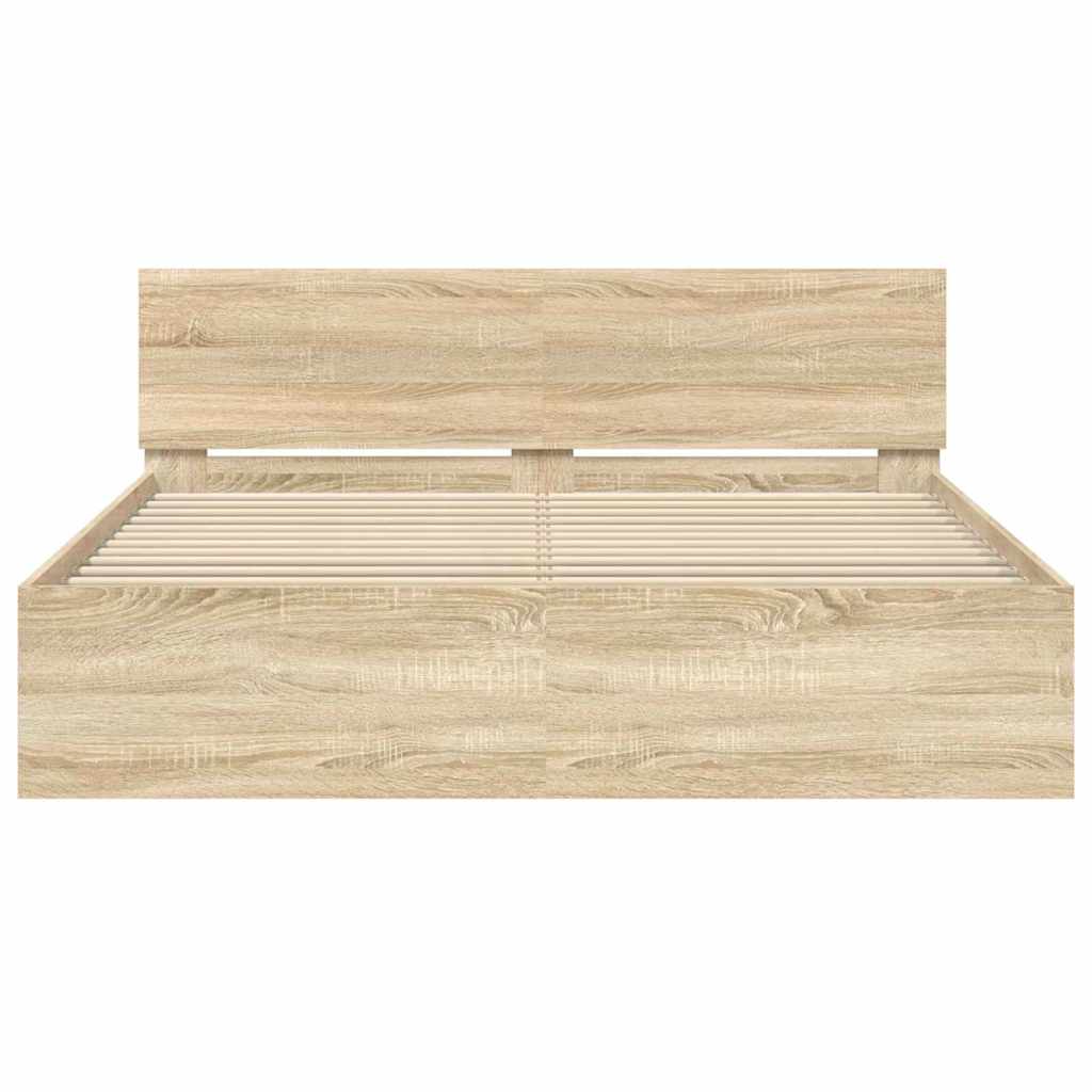 Struttura del letto Sonoma 152 x 203 cm Legno multistrato | homemem39