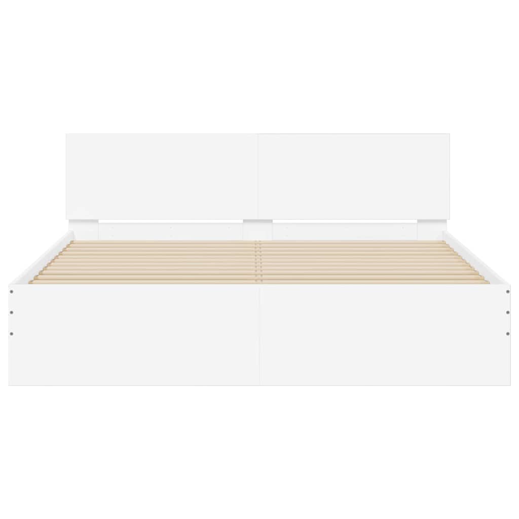 Struttura del letto Bianco 152 x 203 cm Legno multistrato | homemem39