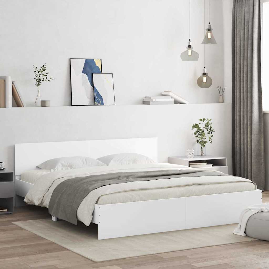 Struttura del letto Bianco 193 x 203 cm Legno multistrato | homemem39