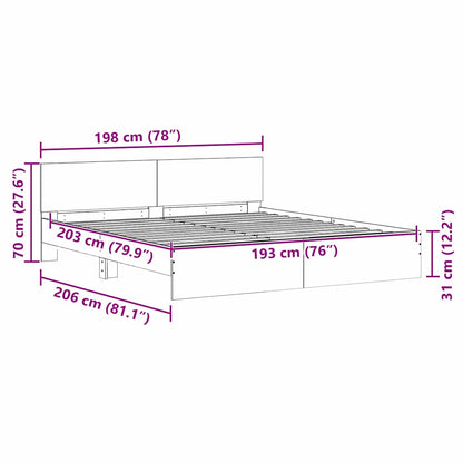 Struttura del letto Bianco 193 x 203 cm Legno multistrato | homemem39