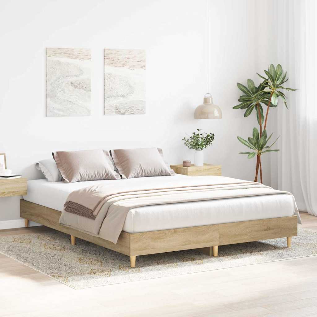 Struttura del letto Sonoma 152 x 203 cm Legno multistrato | homemem39