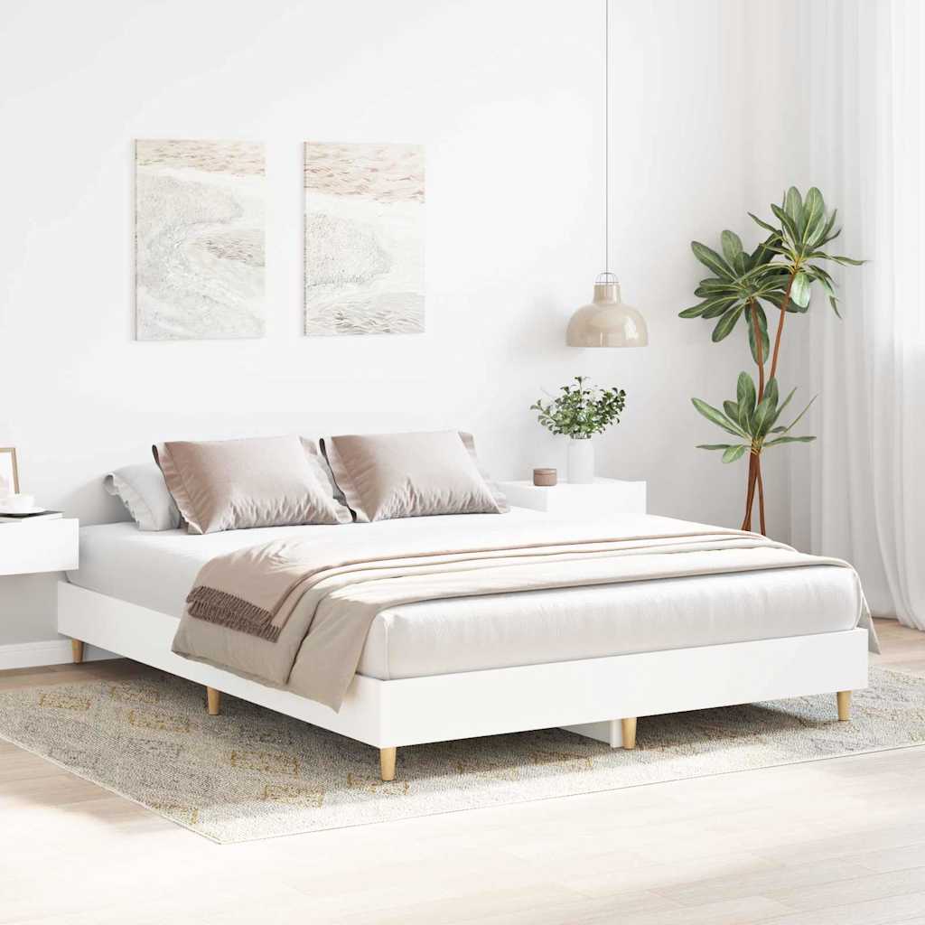 Struttura del letto 2 pcs Bianco 152 x 203 cm Legno multistrato | homemem39