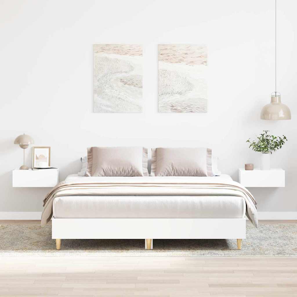 Struttura del letto 2 pcs Bianco 152 x 203 cm Legno multistrato | homemem39