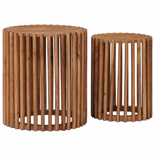 Set di Tavolini Fatti a Mano 2 pz Marrone Teak 40 x 40 x 45 cm - homemem39