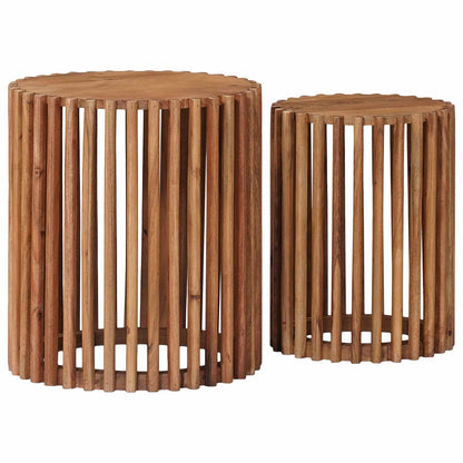 Set di Tavolini Fatti a Mano 2 pcs Marrone Teak 40 x 40 x 45 cm | homemem39