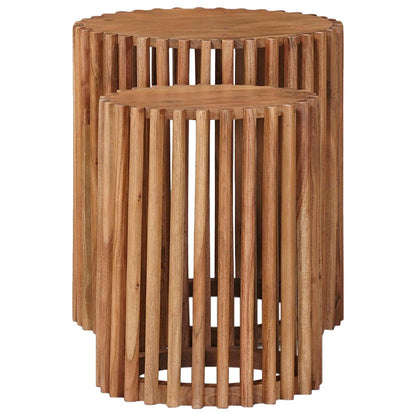 Set di Tavolini Fatti a Mano 2 pcs Marrone Teak 40 x 40 x 45 cm | homemem39