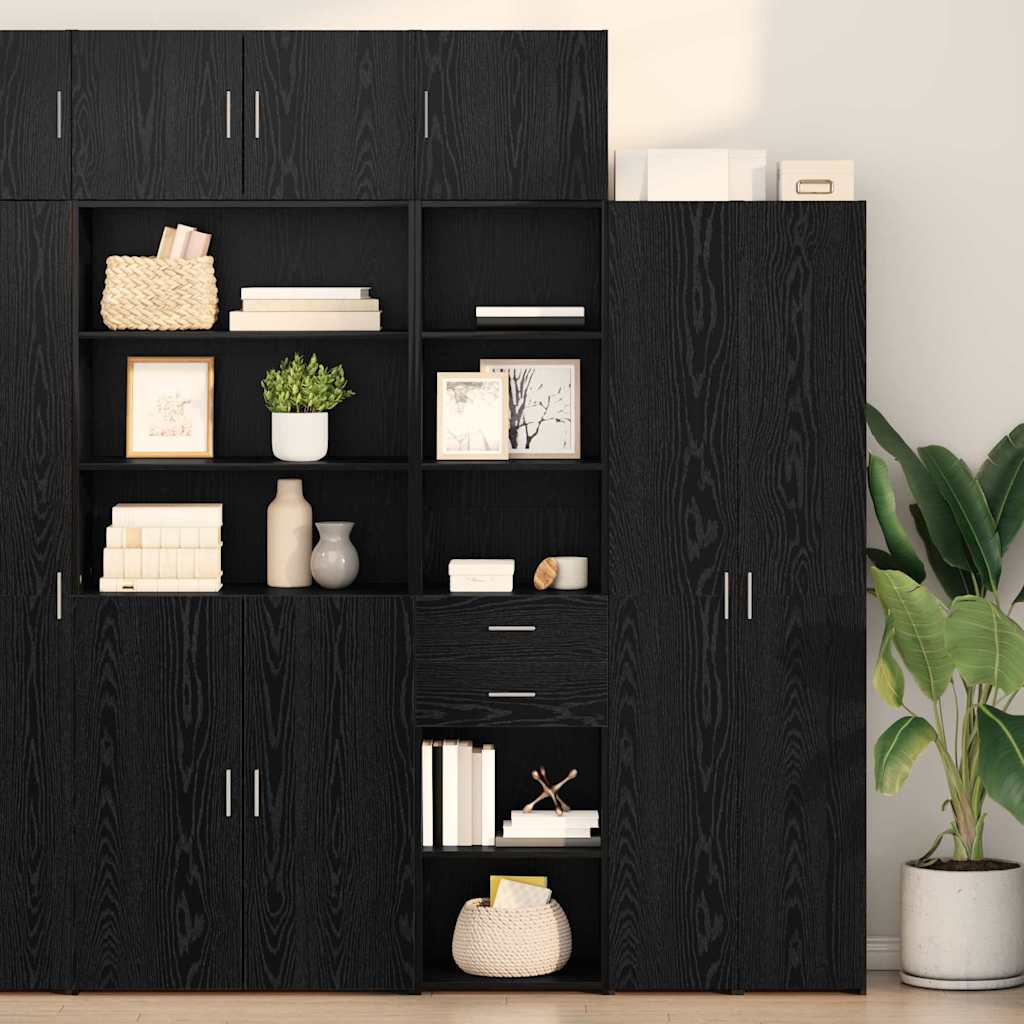 Credenza Rovere Nero 50 x 42,5 x 185 cm Legno multistrato
