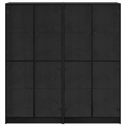 Credenza 2 pcs Rovere Nero 136 x 37 x 142 cm Legno multistrato