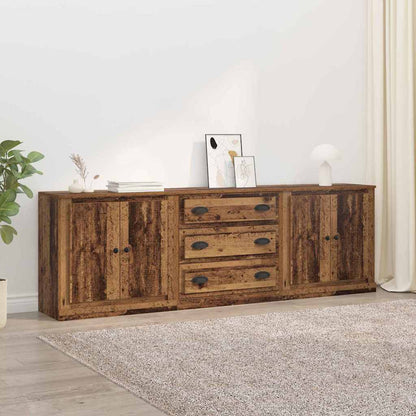 Sideboards con cassetto 3 pcs Rovere Nero 210 x 35,5 x 67,5 cm