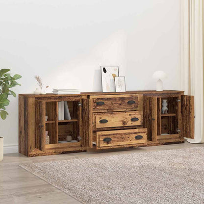 Sideboards con cassetto 3 pcs Rovere Nero 210 x 35,5 x 67,5 cm