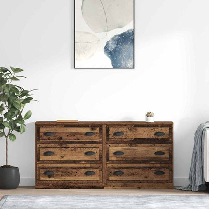 Sideboards con cassetto 2 pcs Legno vecchio 70 x 35,5 x 67,5 cm