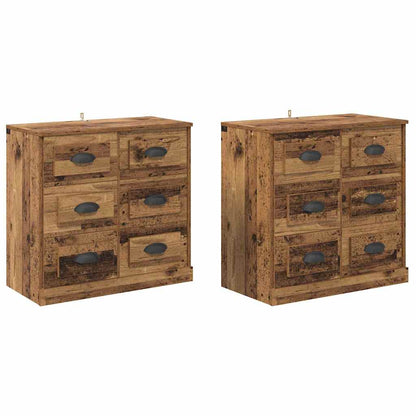 Sideboards con cassetto 2 pcs Legno vecchio 70 x 35,5 x 67,5 cm