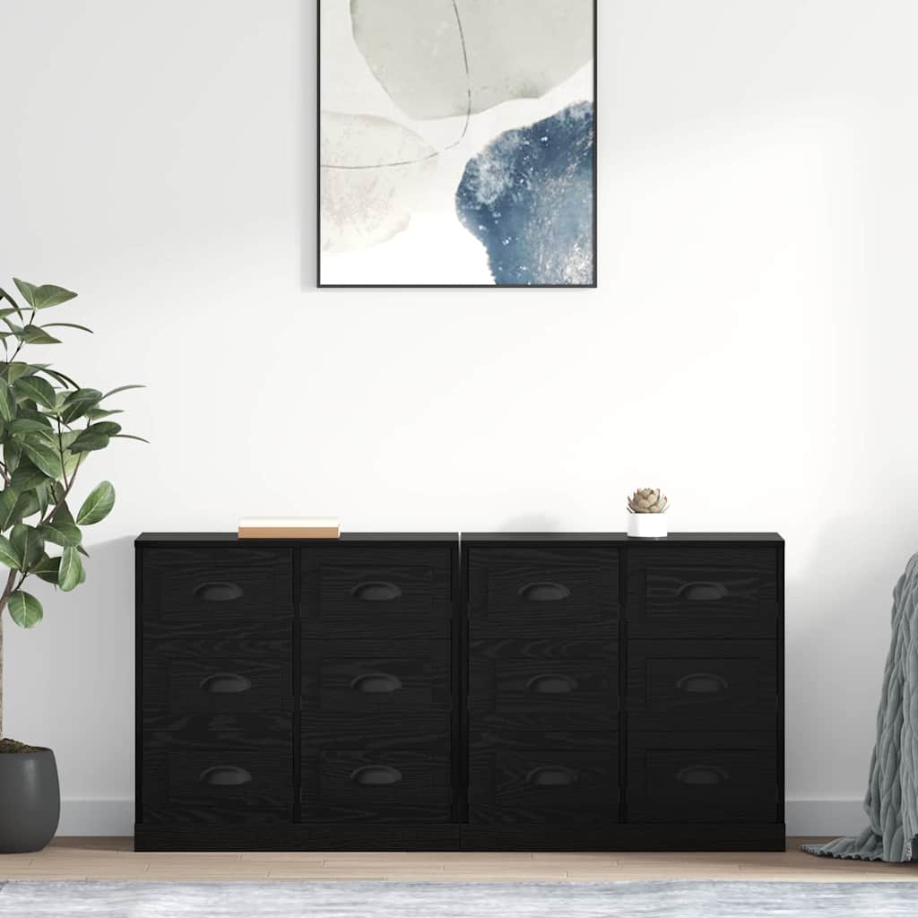 Sideboards con cassetto 2 pcs Rovere Nero 70 x 35,5 x 67,5 cm