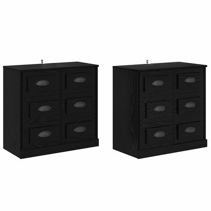 Sideboards con cassetto 2 pcs Rovere Nero 70 x 35,5 x 67,5 cm