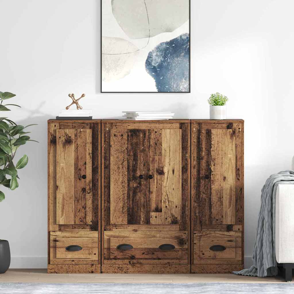 Credenza con cassetto 3 pcs Legno vecchio Legno multistrato