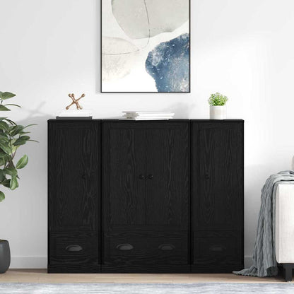 Credenza con cassetto 3 pcs Rovere Nero Legno multistrato