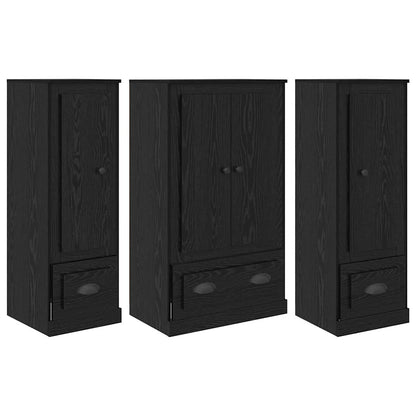 Credenza con cassetto 3 pcs Rovere Nero Legno multistrato
