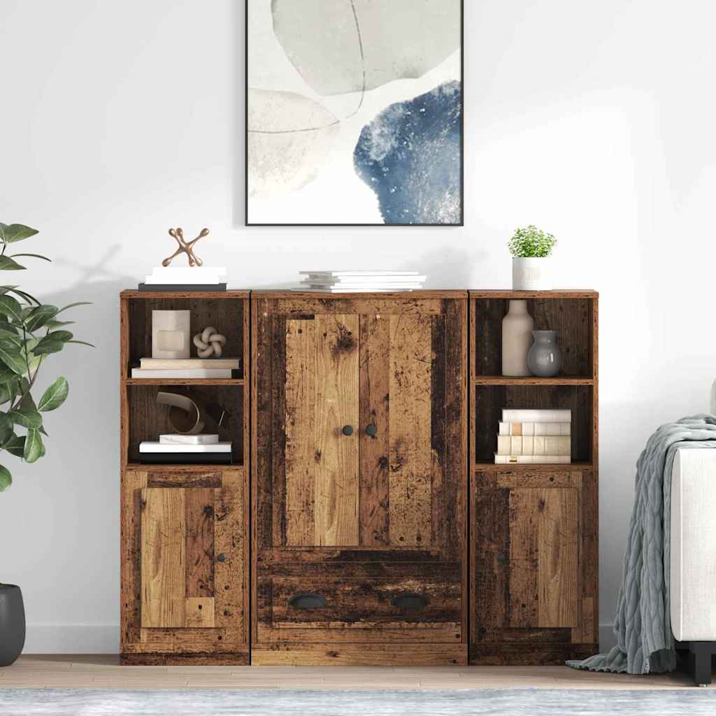 Credenza con cassetto 3 pcs Legno vecchio Legno multistrato