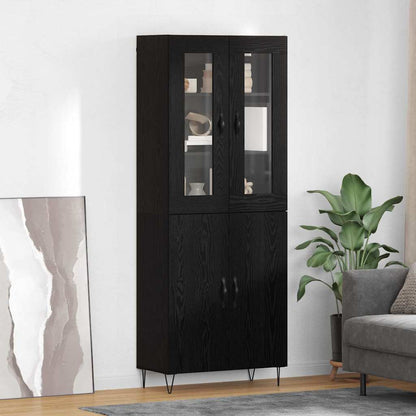 Credenza Rovere Bianco e Nero 69,5 x 34 x 180 cm