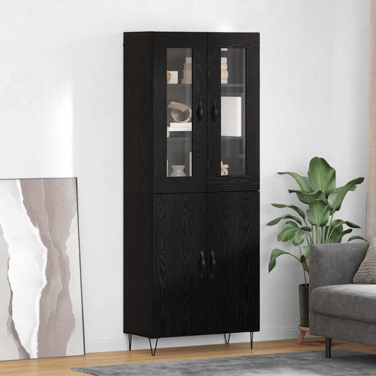 Credenza Rovere Bianco e Nero 69,5 x 34 x 180 cm