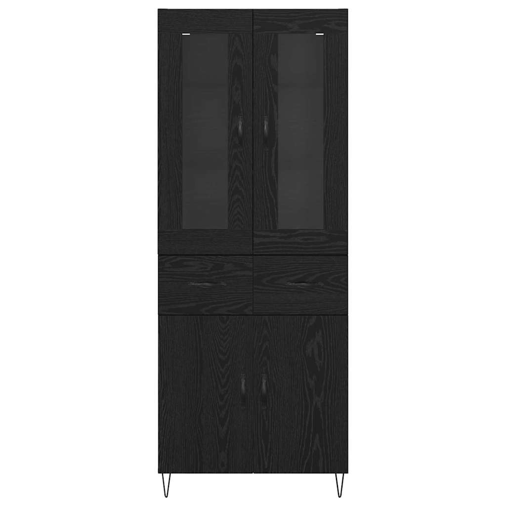Credenza Rovere Nero 69,5 x 34 x 180 cm Legno multistrato