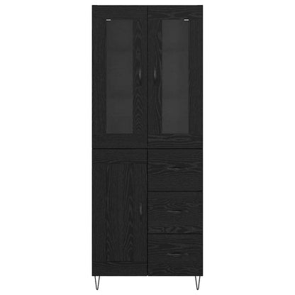 Credenza Rovere Nero 69,5 x 34 x 180 cm Legno multistrato
