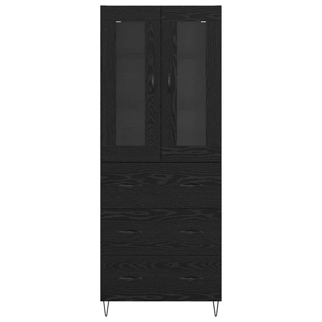 Credenza Rovere Nero 69,5 x 34 x 180 cm Legno multistrato