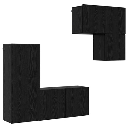 Mobile TV 4 pcs Rovere Nero Legno multistrato
