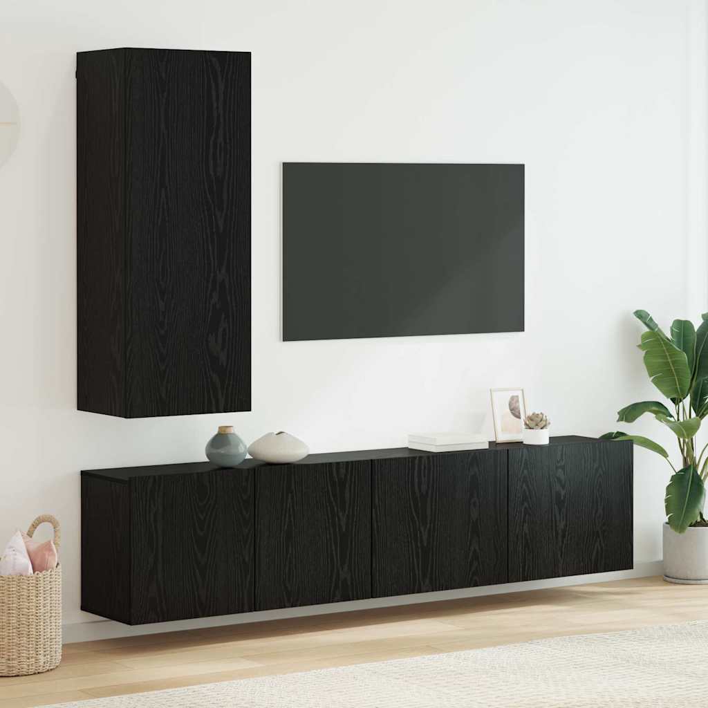 Set di Mobiletto da TV a Parete 5 pcs Rovere nero