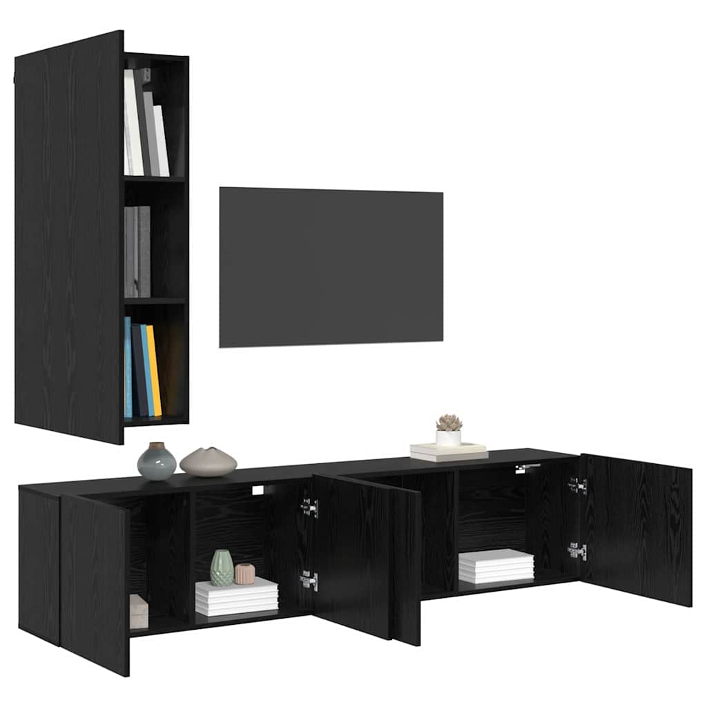 Set di Mobiletto da TV a Parete 5 pcs Rovere nero