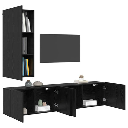 Set di Mobiletto da TV a Parete 5 pcs Rovere nero