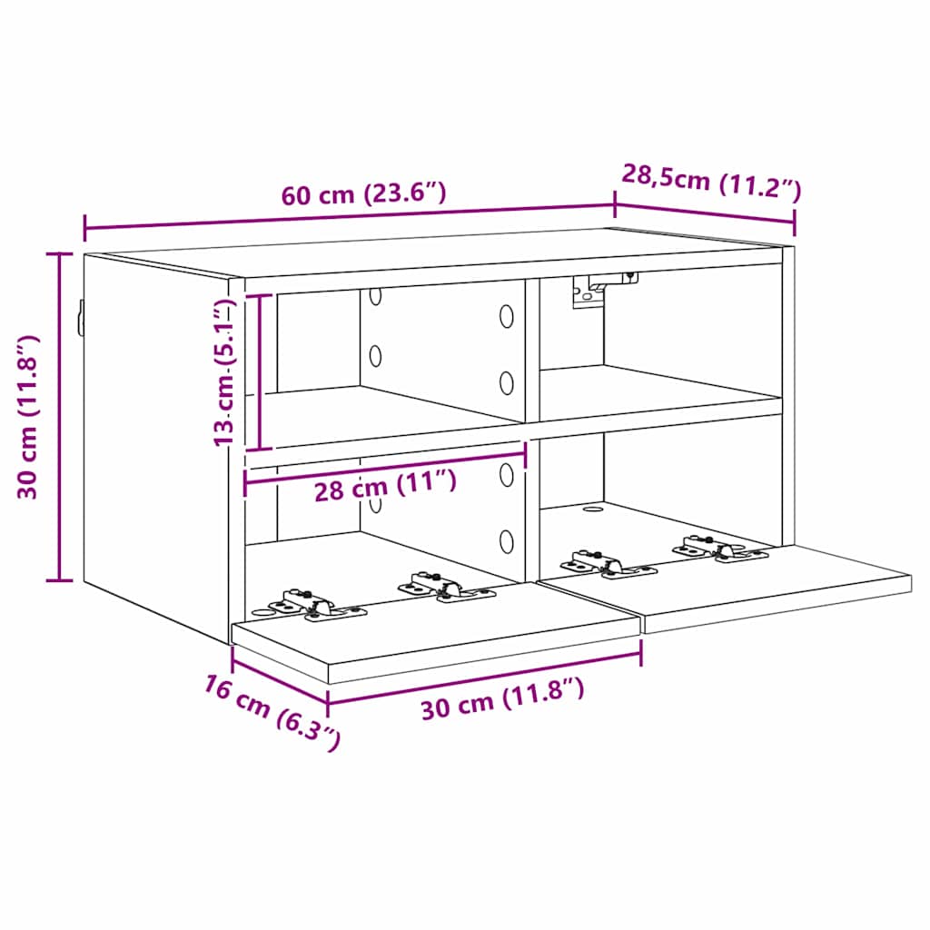Unità per TV a Muro 4 pcs Legno vecchio Legno multistrato