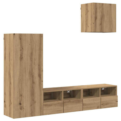 Unità per TV a Muro 4 pcs Rovere artigianale Legno multistrato
