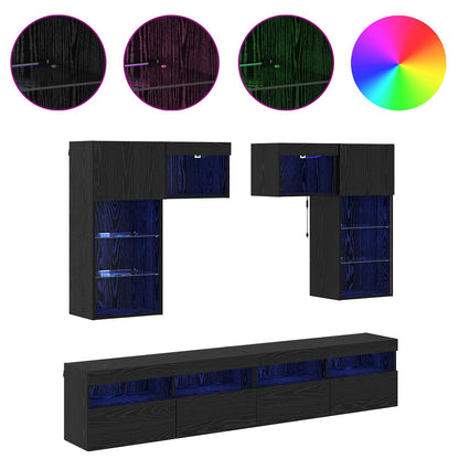 Unità per TV a Muro 6 pcs Rovere artigianale Legno multistrato