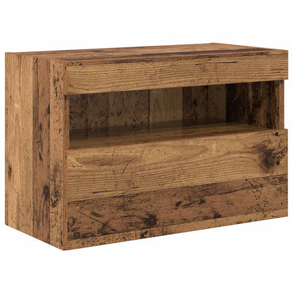 Set Mobile TV a Muro con Luci LED 7 pcs Legno vecchio