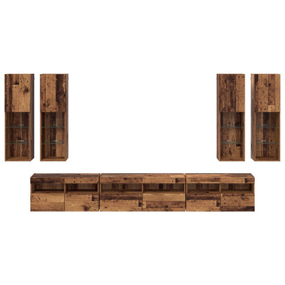 Set di Mobiletto da TV a Parete 7 pcs Legno vecchio