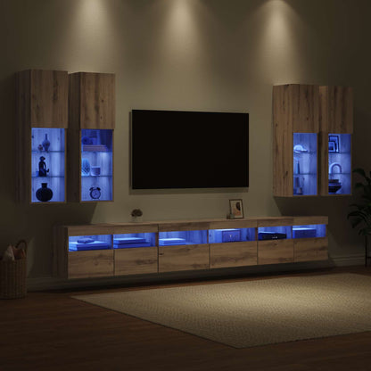 Set di Mobiletto da TV a Parete 7 pcs Rovere artigianale