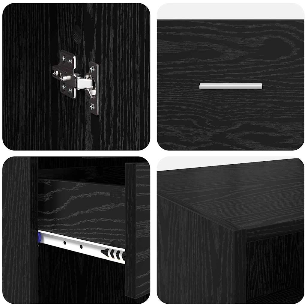 Credenza Rovere Nero 50 x 42,5 x 225 cm Legno multistrato