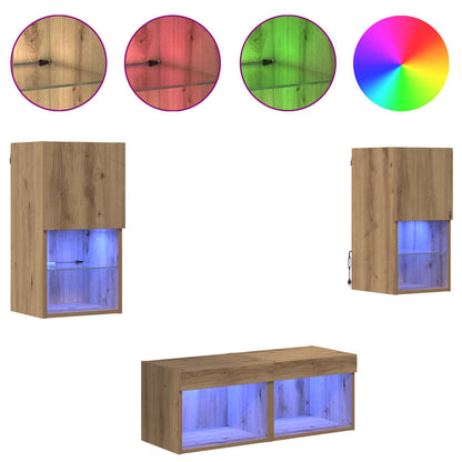 Mobiletti TV da Parete 4 pcs Rovere artigianale
