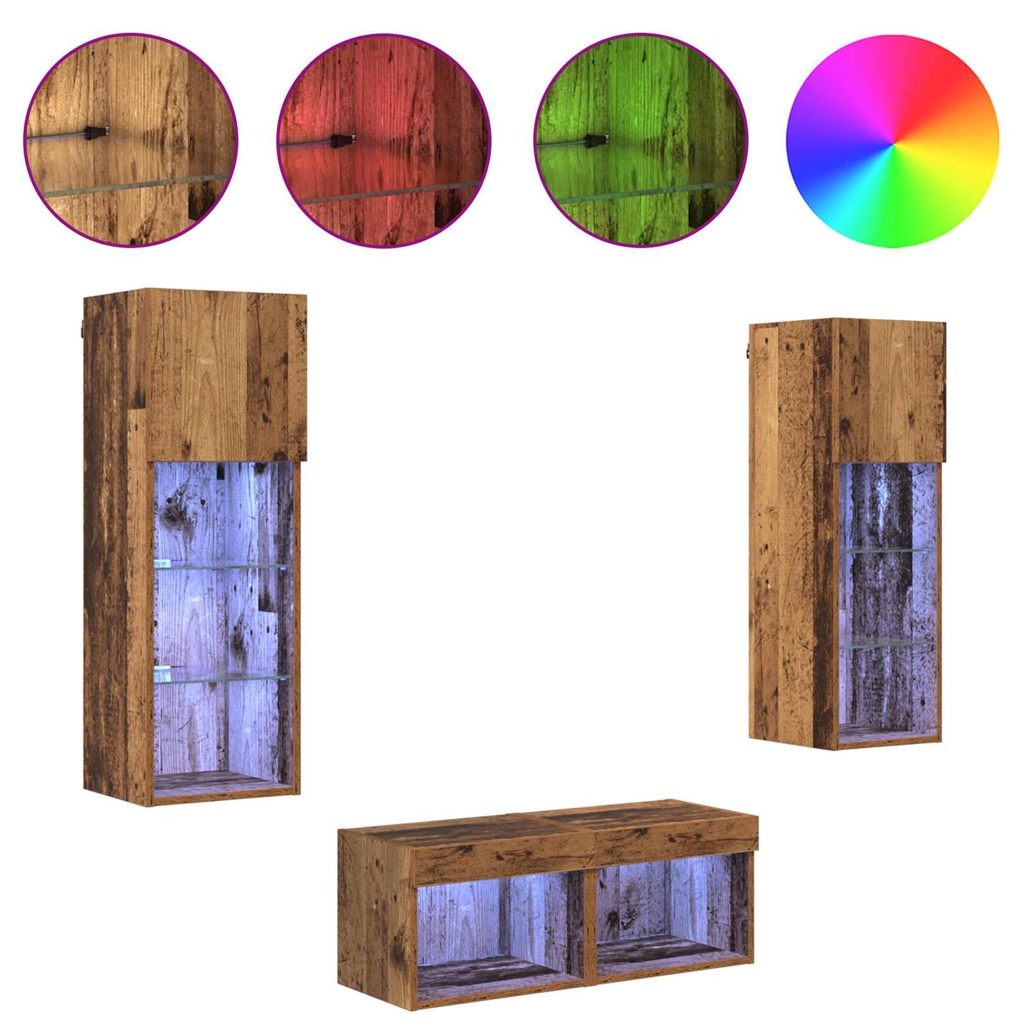 Mobiletti TV da Parete 4 pcs Rovere artigianale