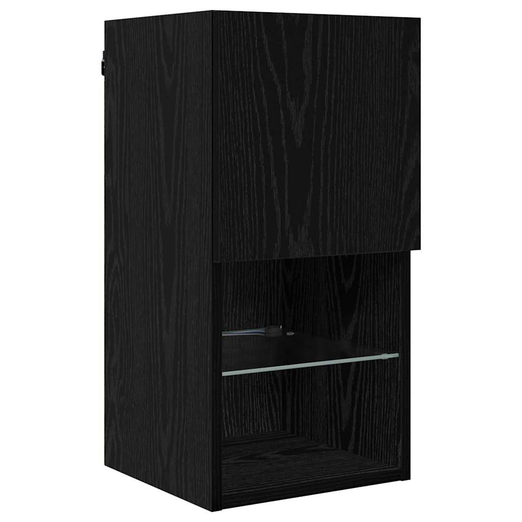 Unità per TV a Muro 8 pcs Rovere Nero Legno multistrato
