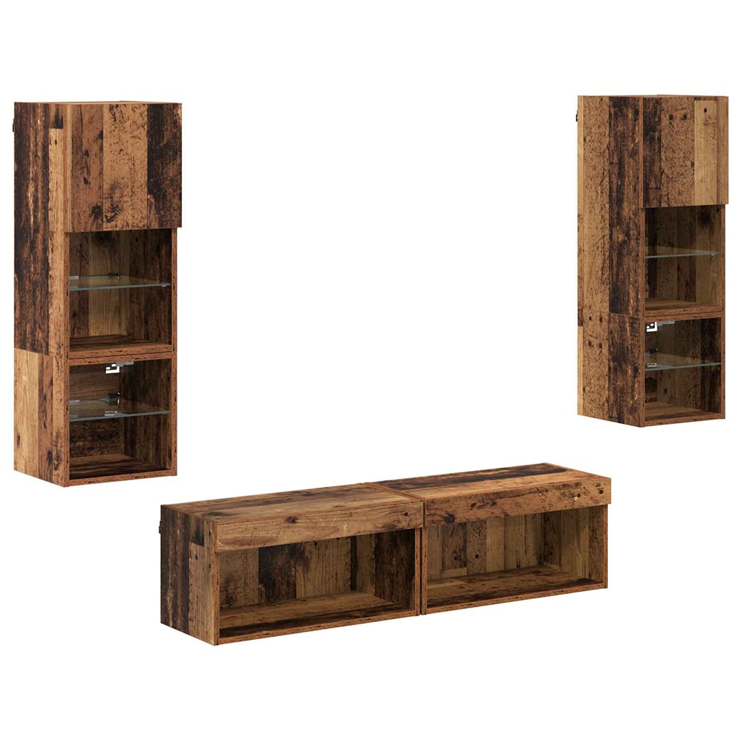 Unità TV da Parete 6 pcs Legno vecchio Legno multistrato