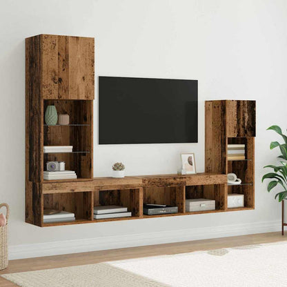 Unità per TV a Muro 4 pcs Legno vecchio Legno multistrato