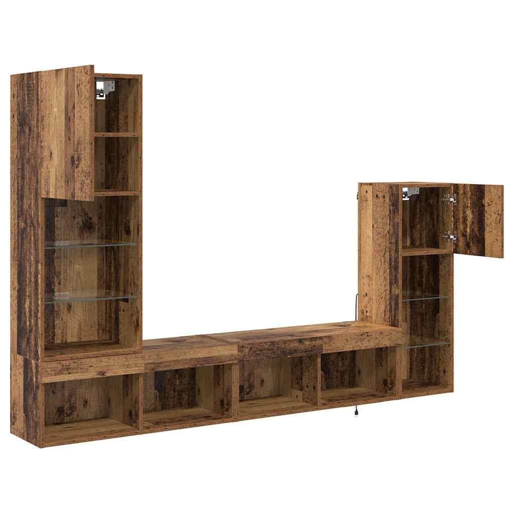 Unità per TV a Muro 4 pcs Legno vecchio Legno multistrato