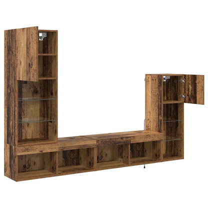 Unità per TV a Muro 4 pcs Legno vecchio Legno multistrato