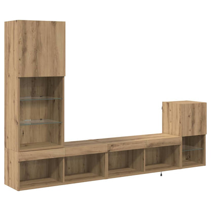 Unità per TV a Muro Rovere artigianale Legno multistrato