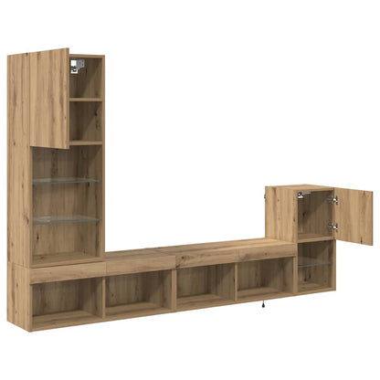 Unità per TV a Muro Rovere artigianale Legno multistrato