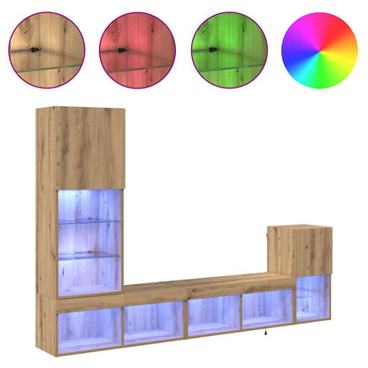Unità per TV a Muro Rovere artigianale Legno multistrato